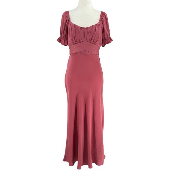 Y2K Babydoll Dress Size S Pink Croquette Preppy Romantic Scoop Neck Midi Soft - Picture 1 of 13